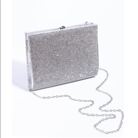 Silver Talen Clutch with Chain - Picture 2 of 8